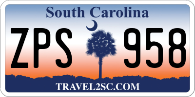 SC license plate ZPS958