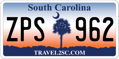 SC license plate ZPS962