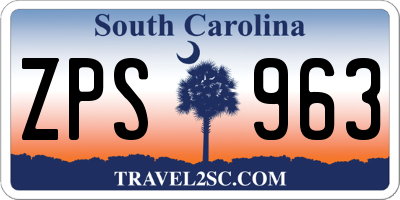 SC license plate ZPS963