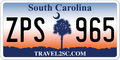 SC license plate ZPS965