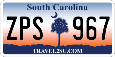 SC license plate ZPS967