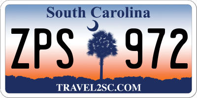 SC license plate ZPS972