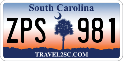 SC license plate ZPS981