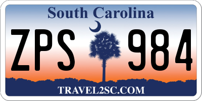 SC license plate ZPS984