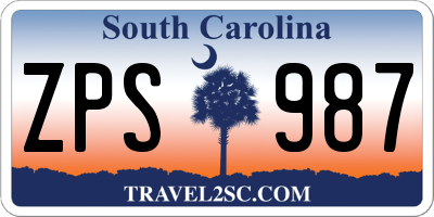 SC license plate ZPS987