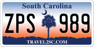 SC license plate ZPS989