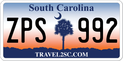 SC license plate ZPS992