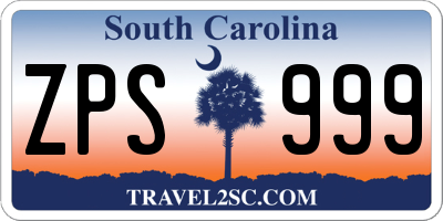 SC license plate ZPS999