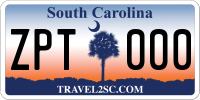 SC license plate ZPT000