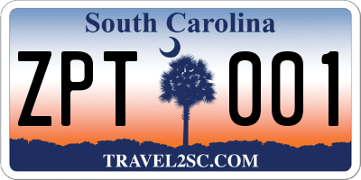 SC license plate ZPT001