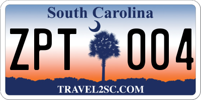 SC license plate ZPT004