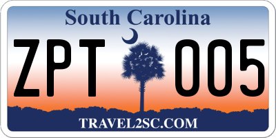 SC license plate ZPT005