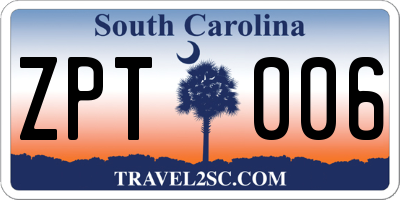 SC license plate ZPT006