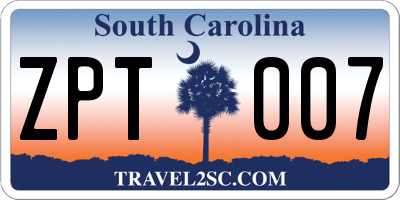 SC license plate ZPT007