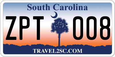 SC license plate ZPT008
