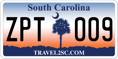 SC license plate ZPT009