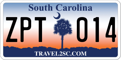 SC license plate ZPT014