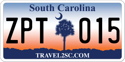 SC license plate ZPT015