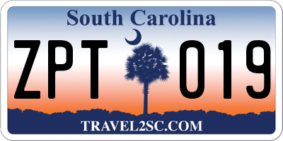 SC license plate ZPT019