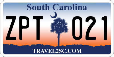 SC license plate ZPT021