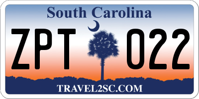 SC license plate ZPT022