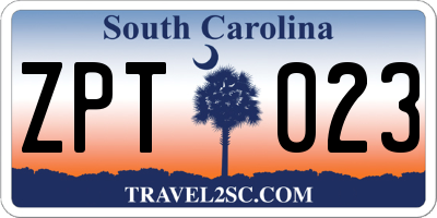SC license plate ZPT023