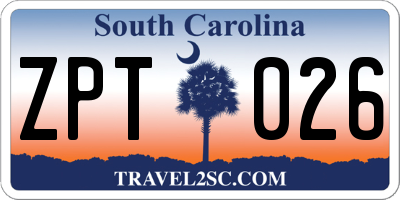 SC license plate ZPT026