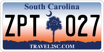 SC license plate ZPT027