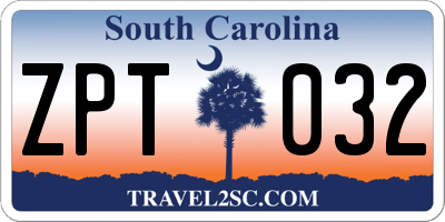 SC license plate ZPT032