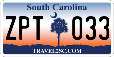 SC license plate ZPT033