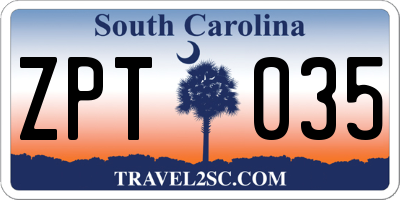 SC license plate ZPT035