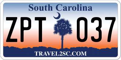 SC license plate ZPT037