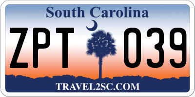 SC license plate ZPT039