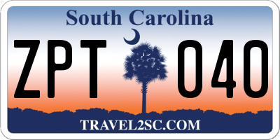 SC license plate ZPT040