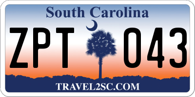 SC license plate ZPT043