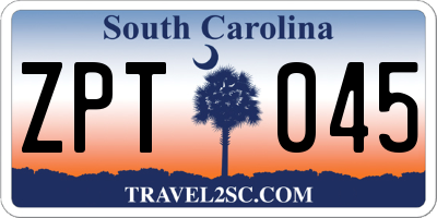 SC license plate ZPT045