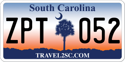 SC license plate ZPT052