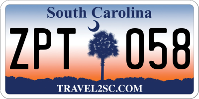 SC license plate ZPT058
