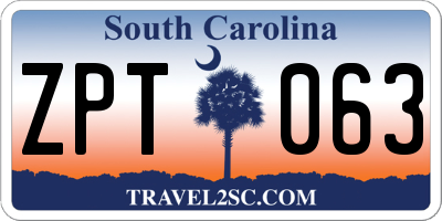 SC license plate ZPT063