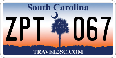 SC license plate ZPT067