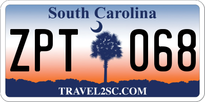 SC license plate ZPT068