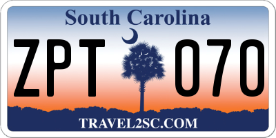 SC license plate ZPT070