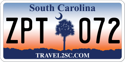 SC license plate ZPT072