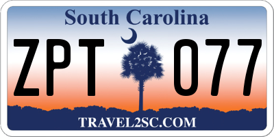 SC license plate ZPT077