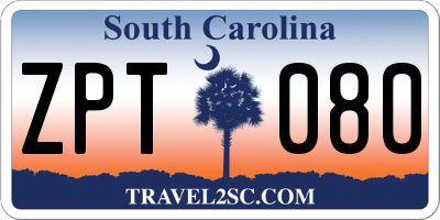 SC license plate ZPT080