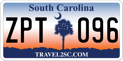 SC license plate ZPT096