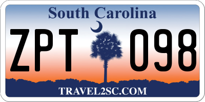 SC license plate ZPT098