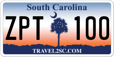 SC license plate ZPT100