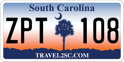SC license plate ZPT108