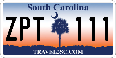 SC license plate ZPT111